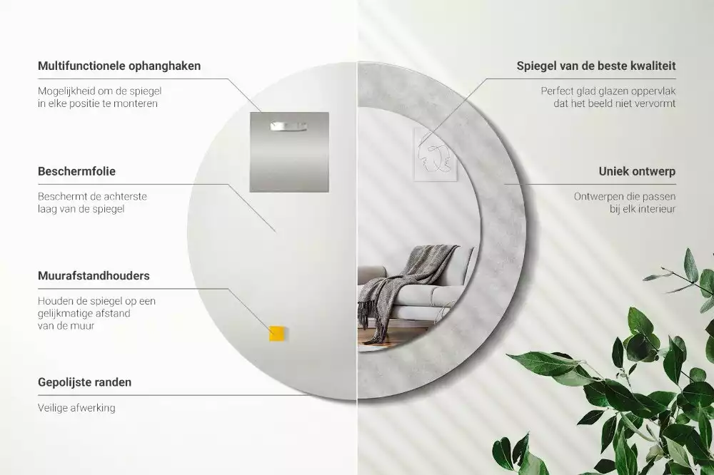 Espelho redondo decorativo Textura de concreto