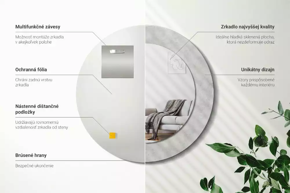 Espelho redondo decorativo Textura de concreto