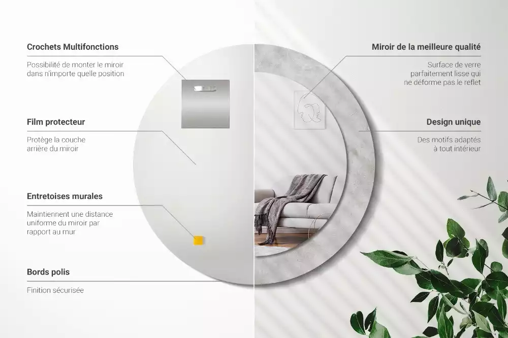 Espelho redondo decorativo Textura de concreto