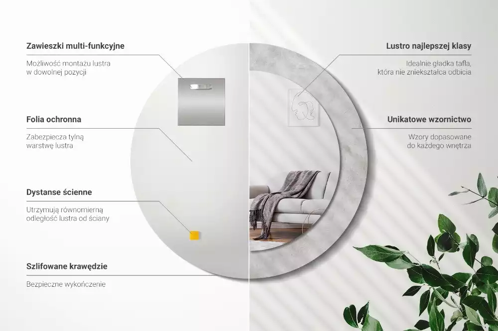 Espelho redondo decorativo Textura de concreto