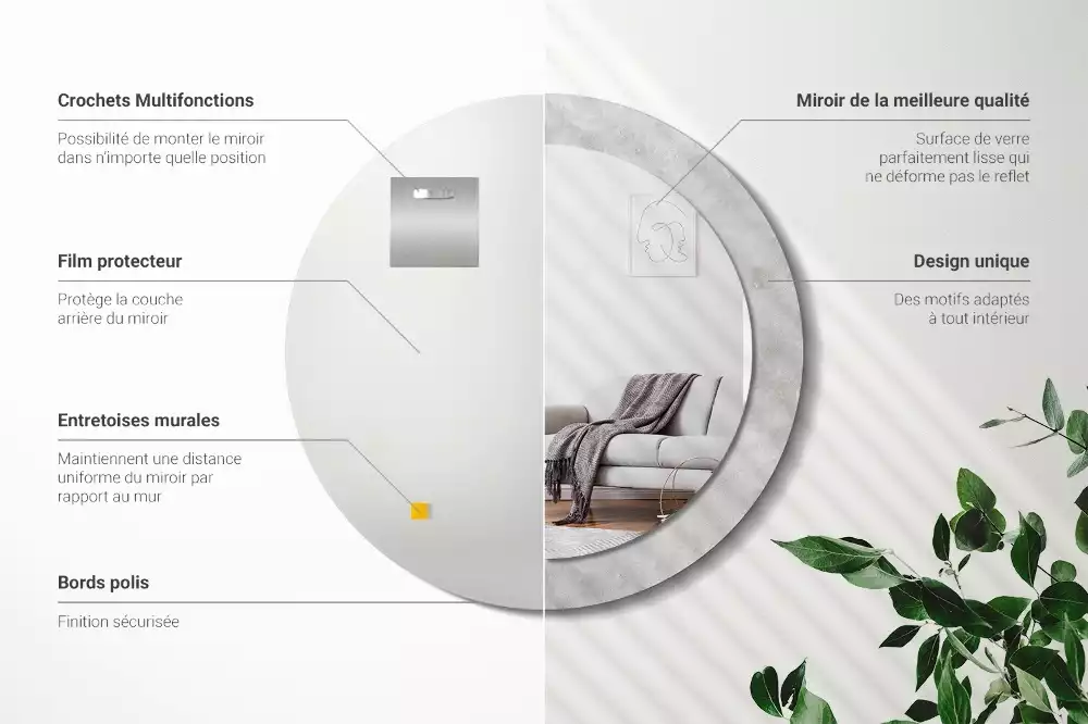 Espelho redondo decorativo Textura de concreto