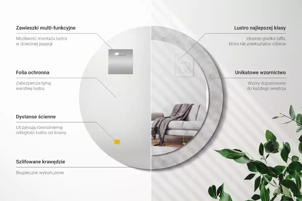 Espelho redondo decorativo Textura de concreto