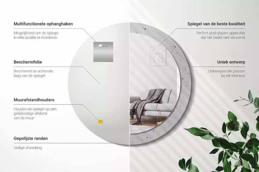 Espelho decorativo redondo Textura de concreto