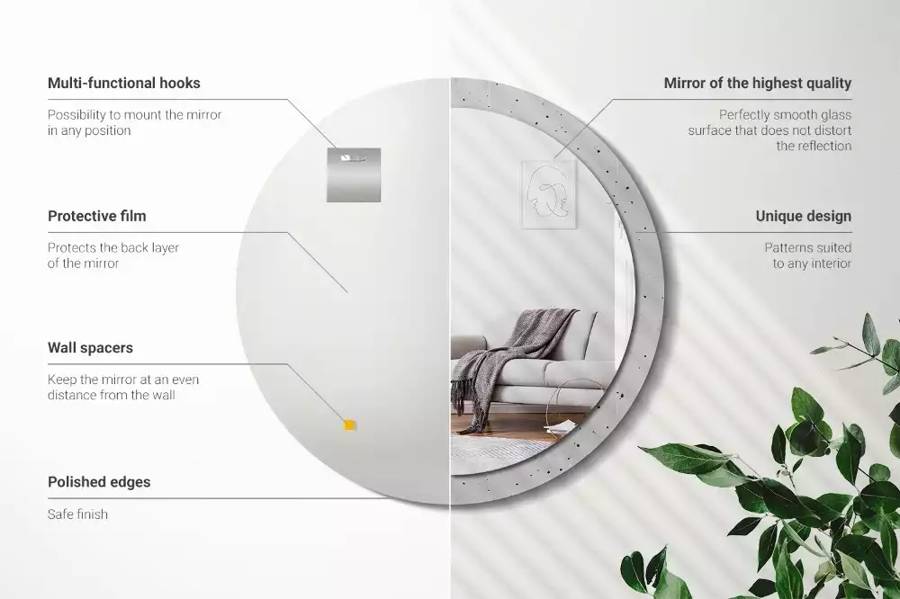 Espelho decorativo redondo Textura de concreto