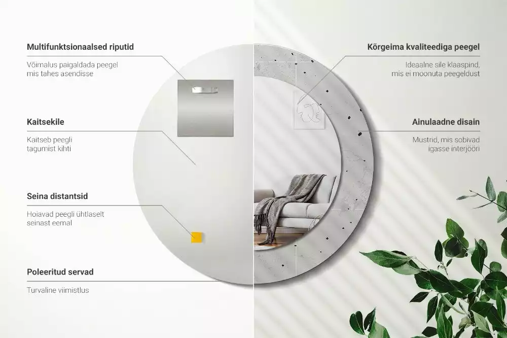 Espelho decorativo redondo Textura de concreto