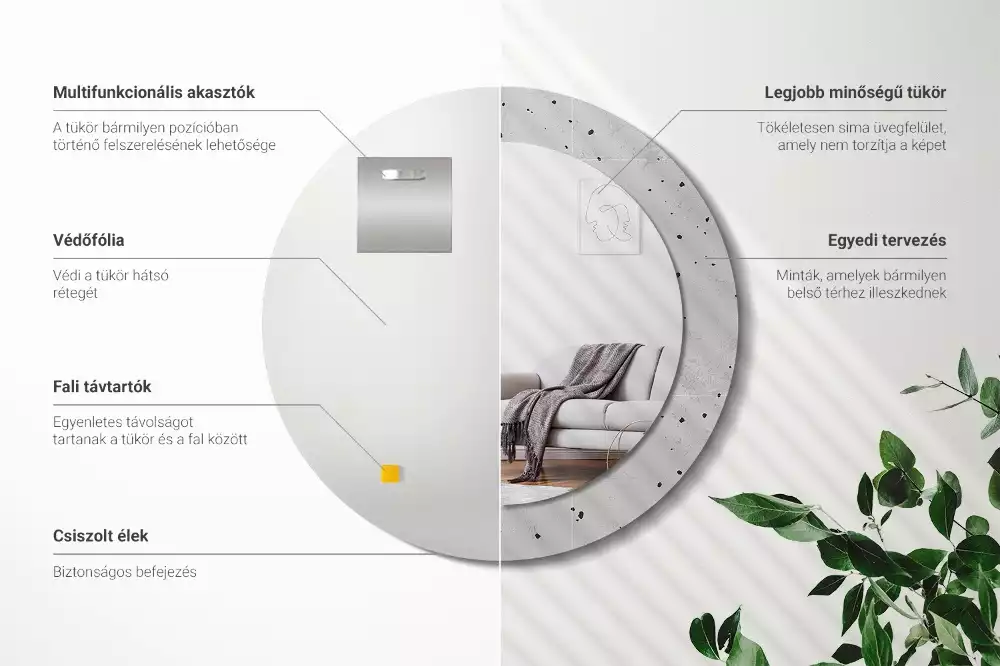 Espelho decorativo redondo Textura de concreto