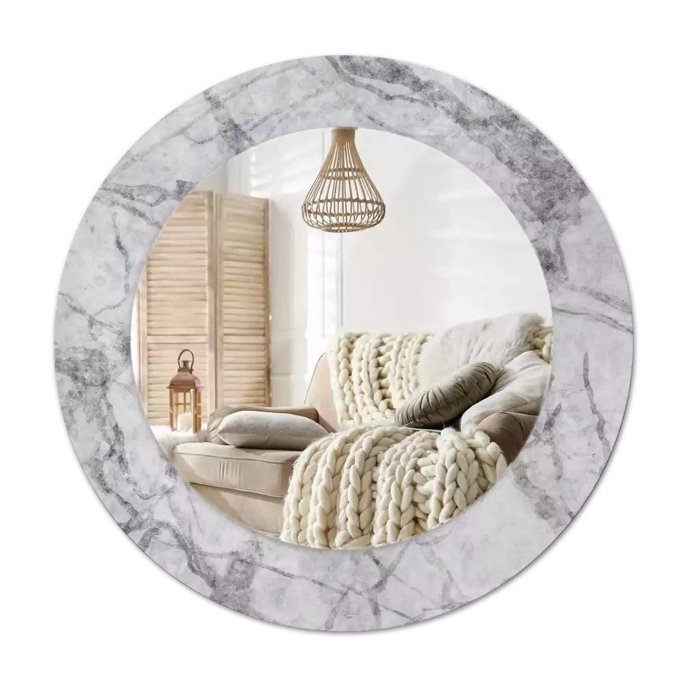 Espelho decorativo redondo Mármore branco