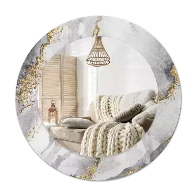 Espelho redondo decorativo Padrão de mármore