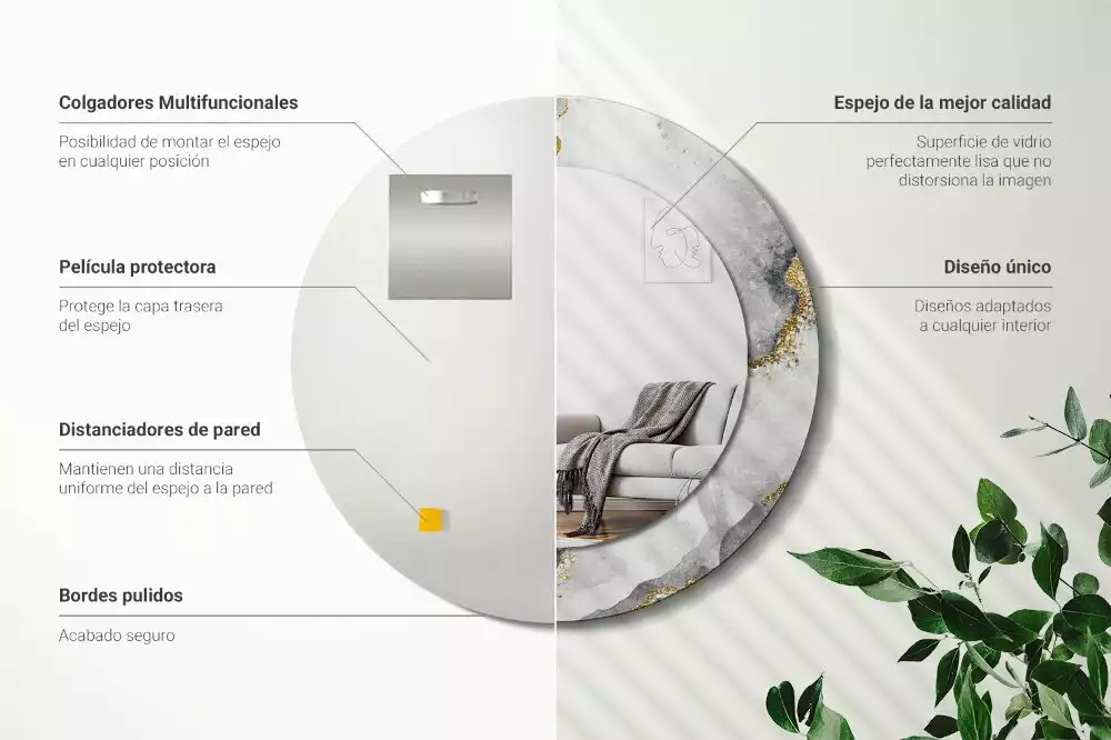 Espelho redondo decorativo Padrão de mármore