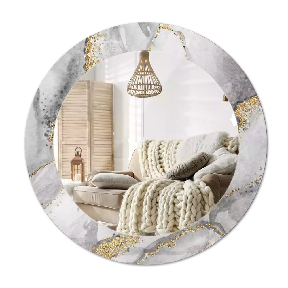 Espelho redondo decorativo Padrão de mármore