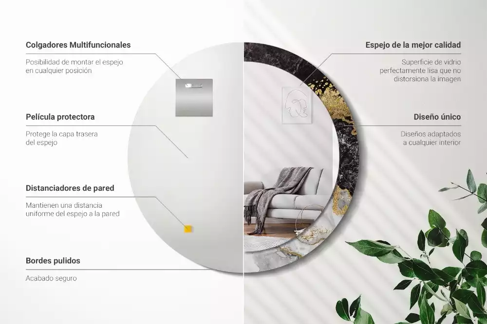 Espelho decorativo redondo Loft de mármore