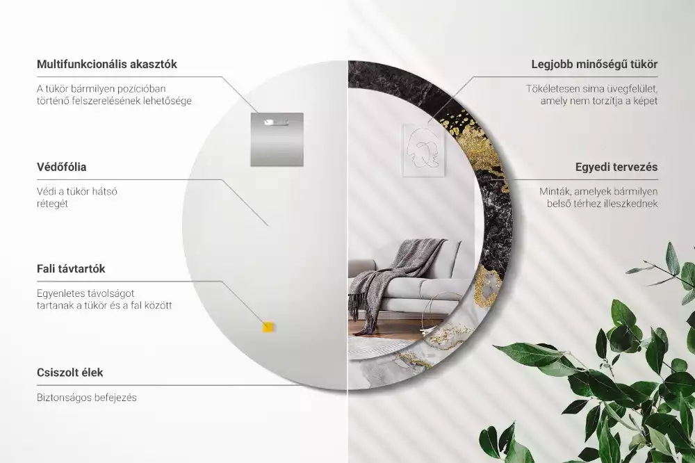 Espelho decorativo redondo Loft de mármore