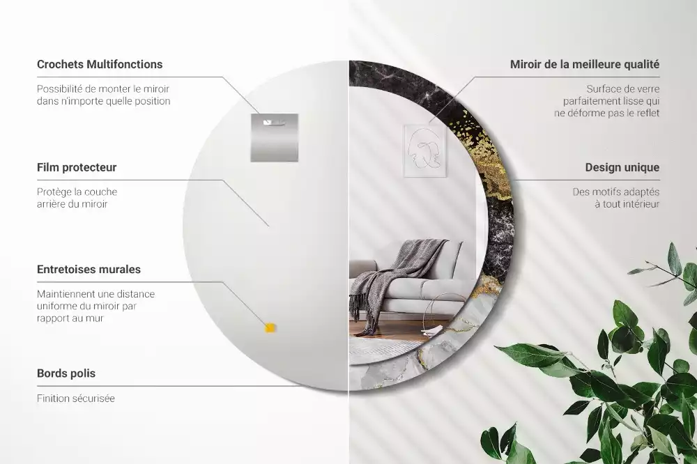 Espelho decorativo redondo Loft de mármore