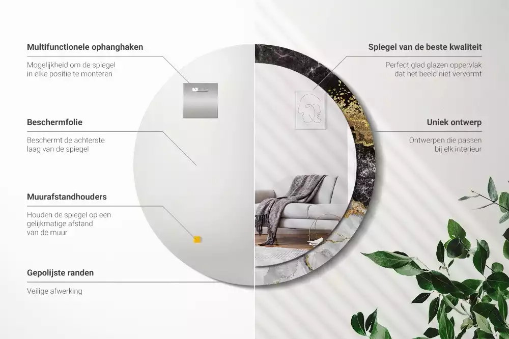 Espelho decorativo redondo Loft de mármore