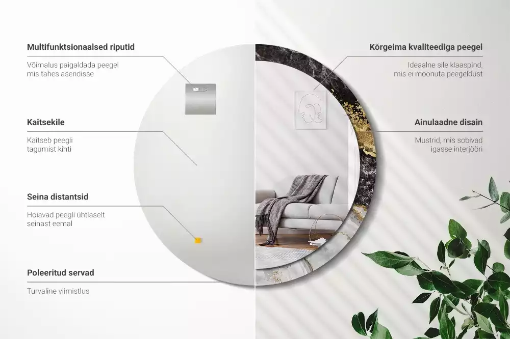 Espelho decorativo redondo Loft de mármore