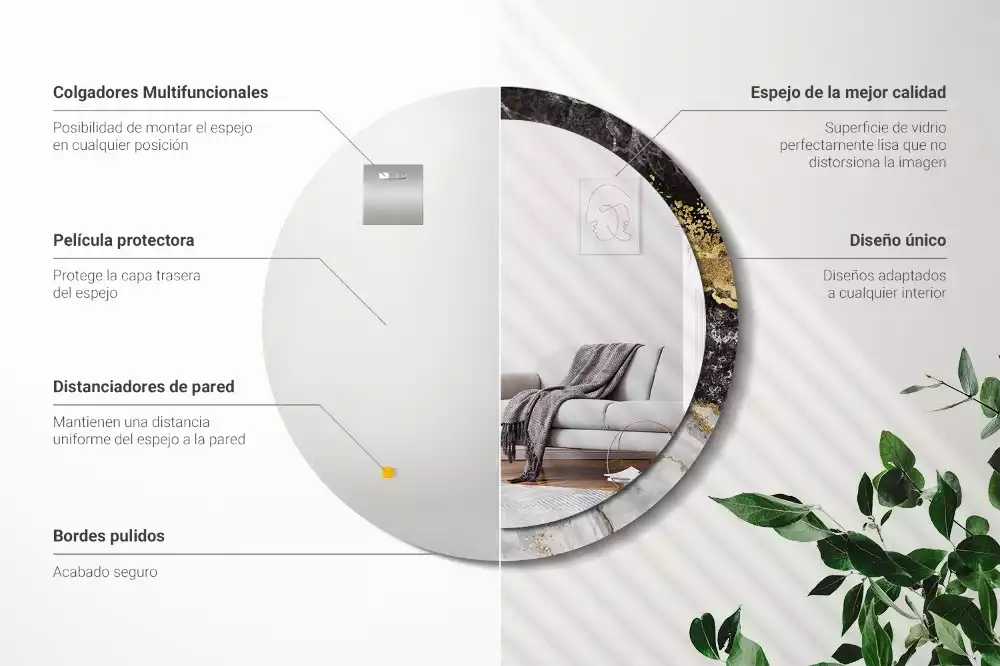 Espelho decorativo redondo Loft de mármore