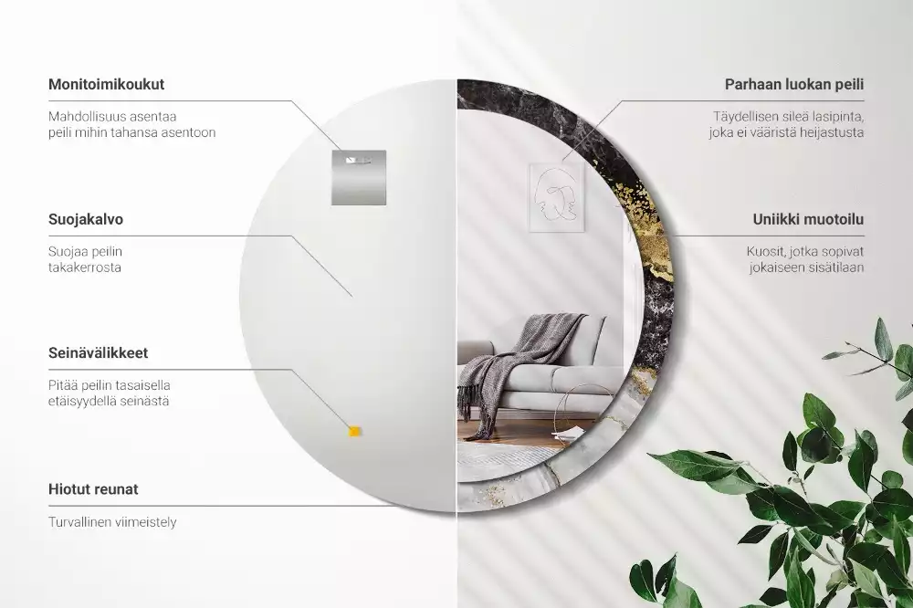 Espelho decorativo redondo Loft de mármore