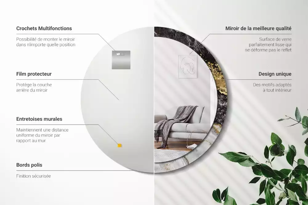 Espelho decorativo redondo Loft de mármore