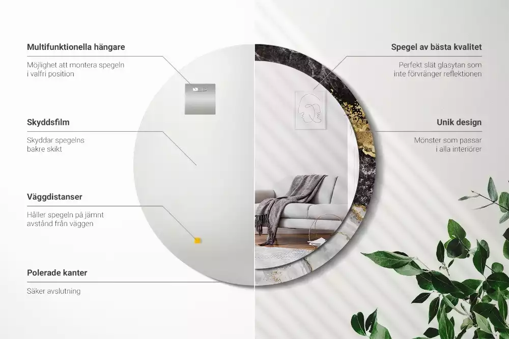 Espelho decorativo redondo Loft de mármore