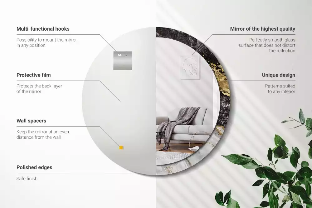 Espelho decorativo redondo Loft de mármore