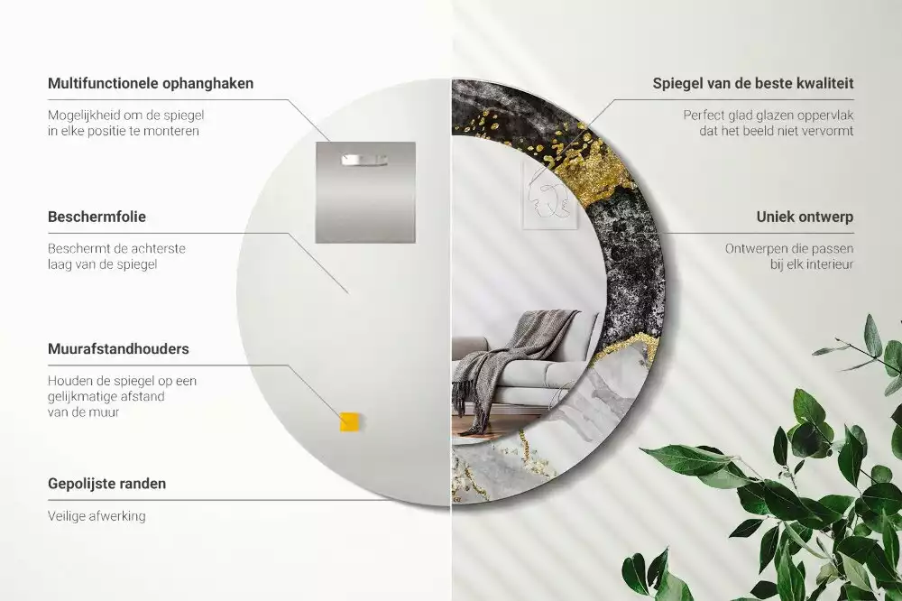 Espelho decorativo redondo Loft de mármore