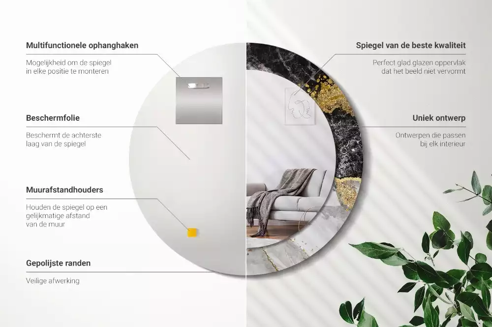 Espelho decorativo redondo Loft de mármore