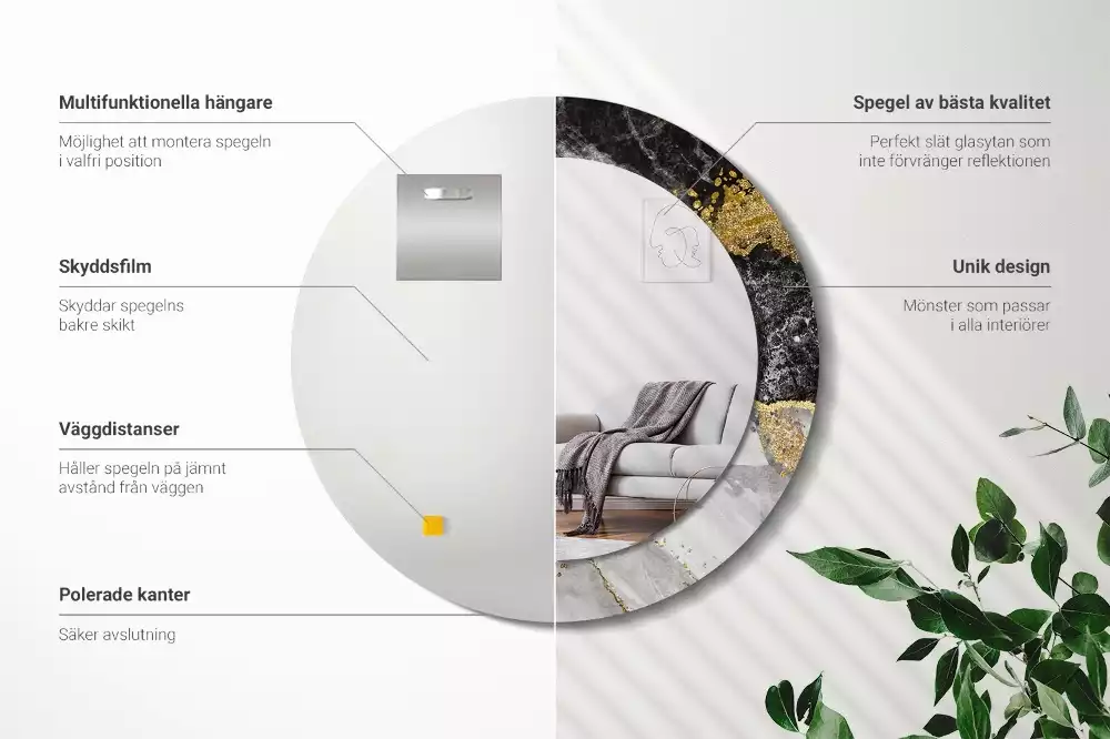 Espelho decorativo redondo Loft de mármore