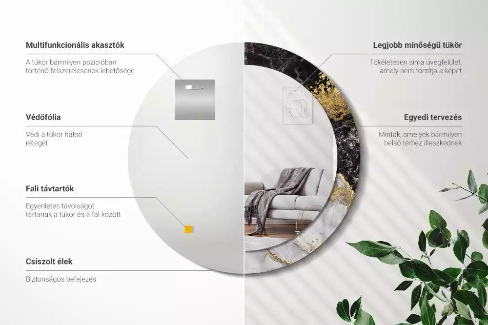 Espelho decorativo redondo Loft de mármore