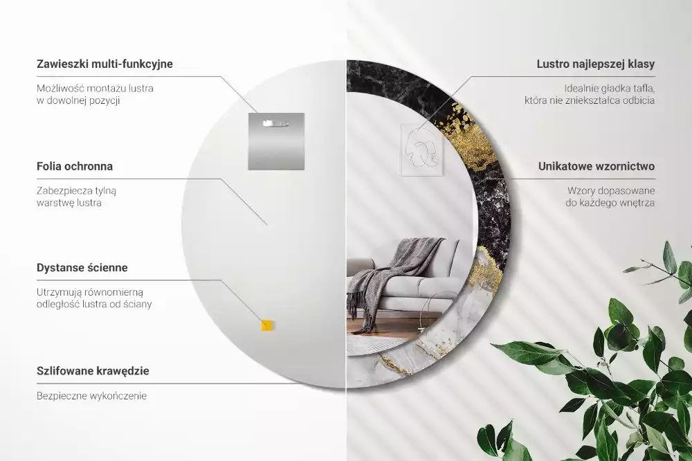 Espelho decorativo redondo Loft de mármore