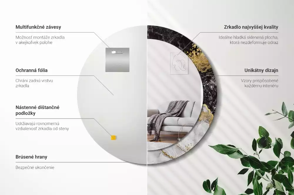 Espelho decorativo redondo Loft de mármore