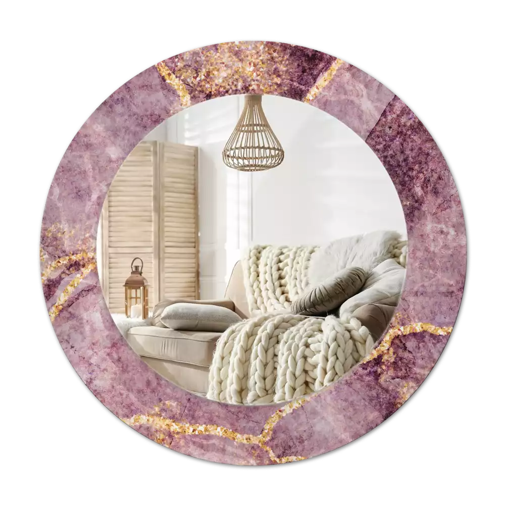 Espelho redondo decorativo Imitação de mármore