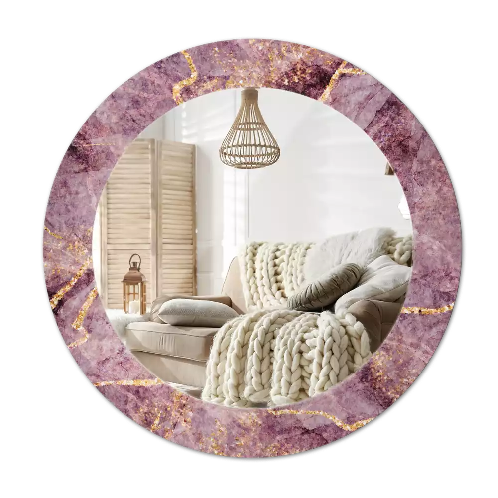Espelho redondo decorativo Imitação de mármore