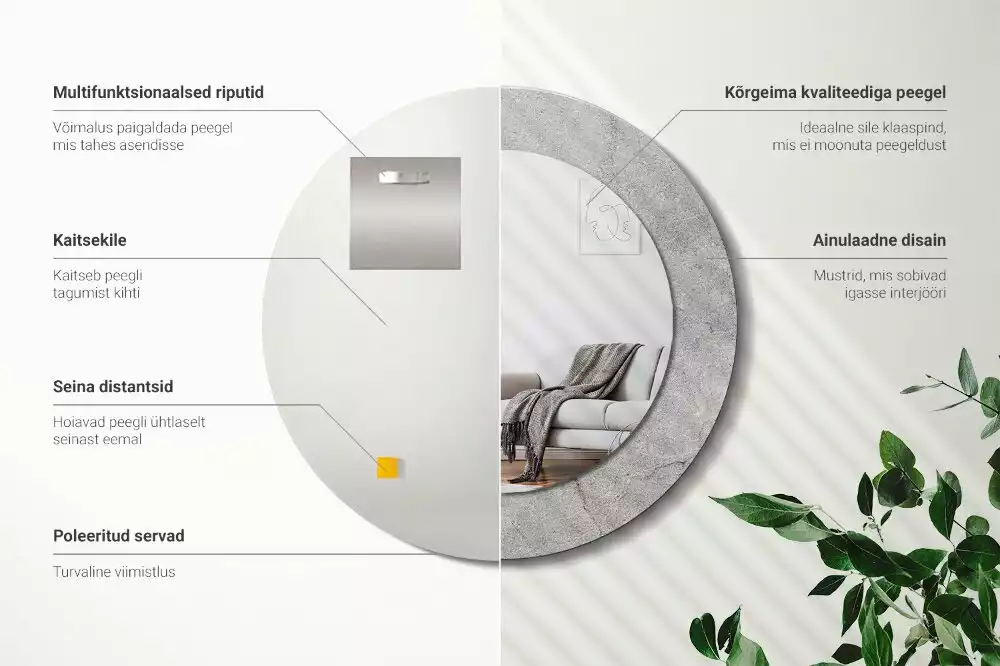 Espelho redondo decorativo Cimento cinza