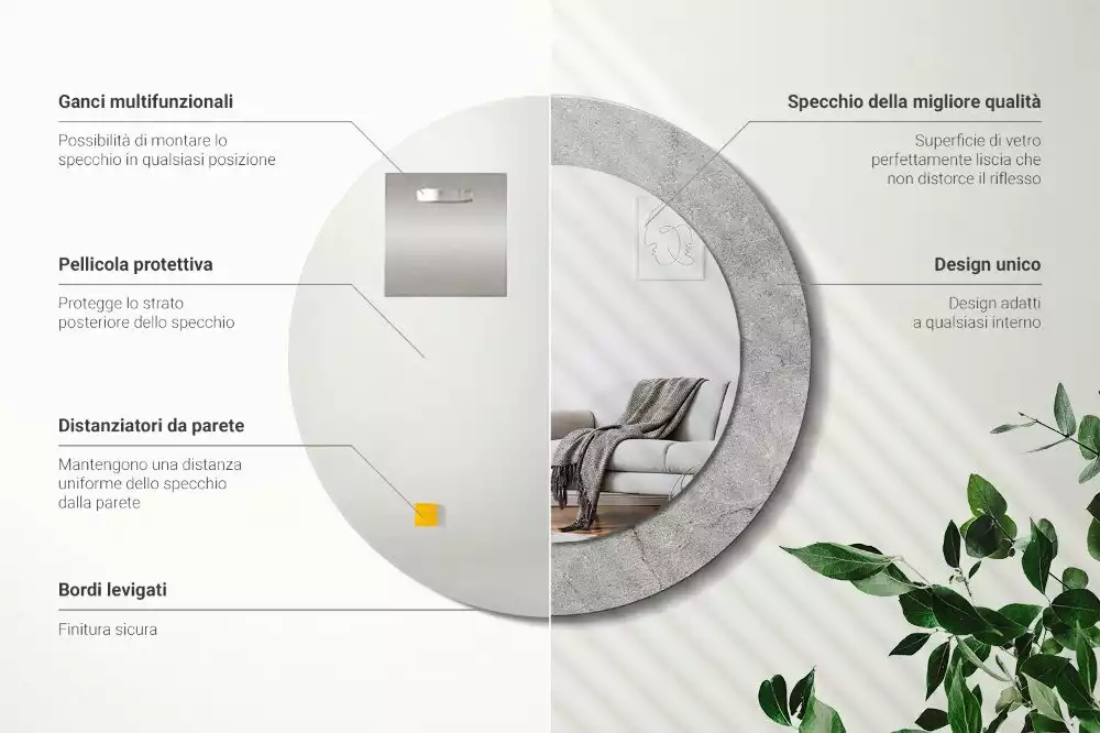 Espelho redondo decorativo Cimento cinza