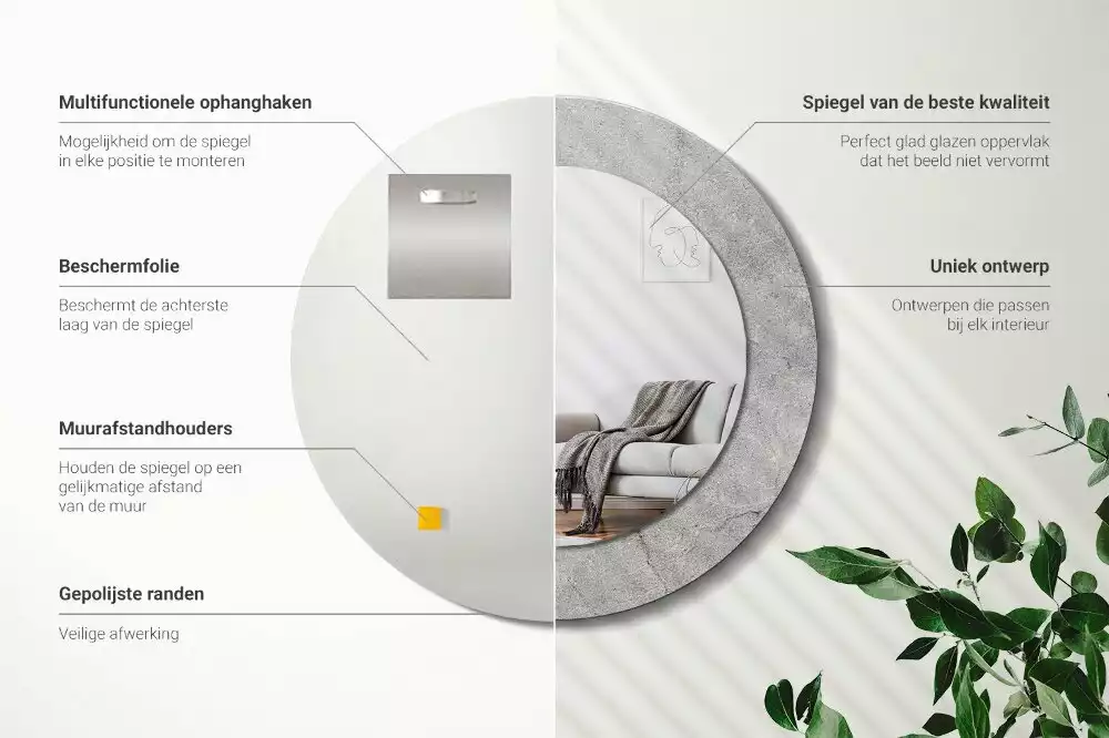 Espelho redondo decorativo Cimento cinza