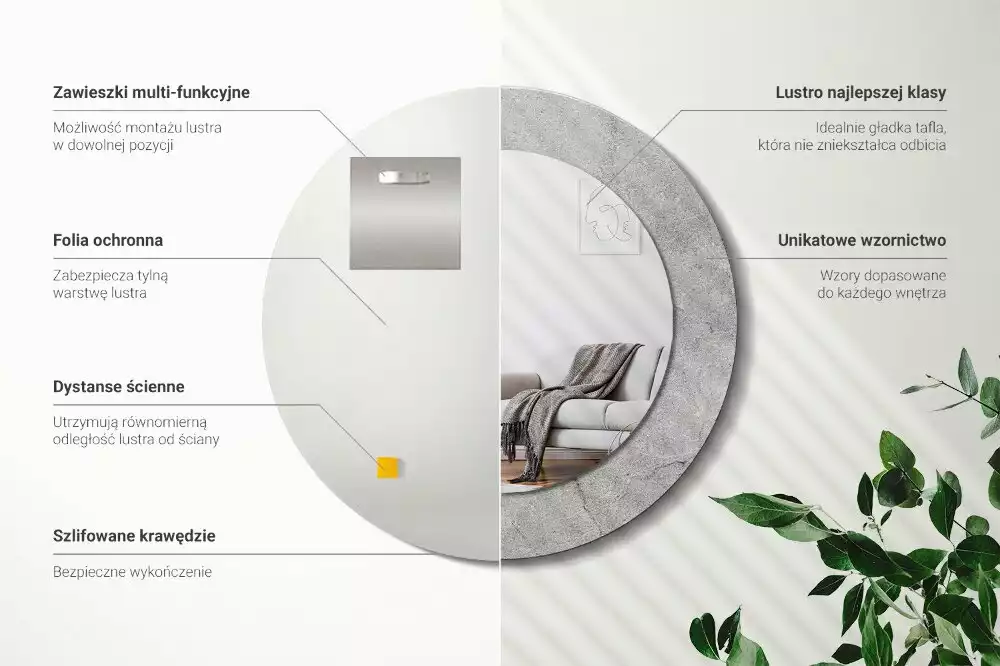 Espelho redondo decorativo Cimento cinza