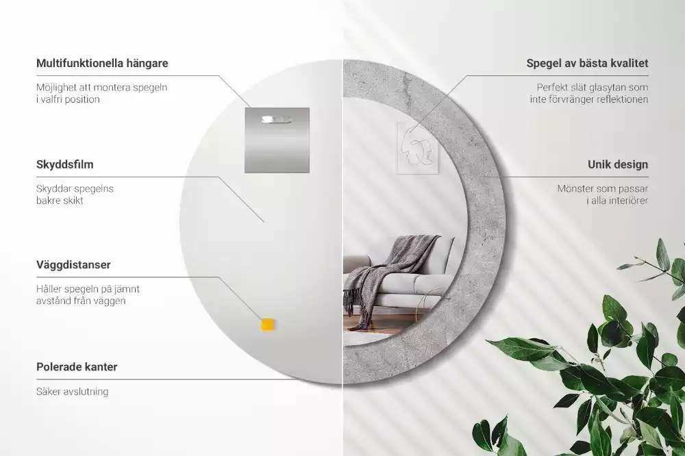 Espelho redondo decorativo Cimento cinza