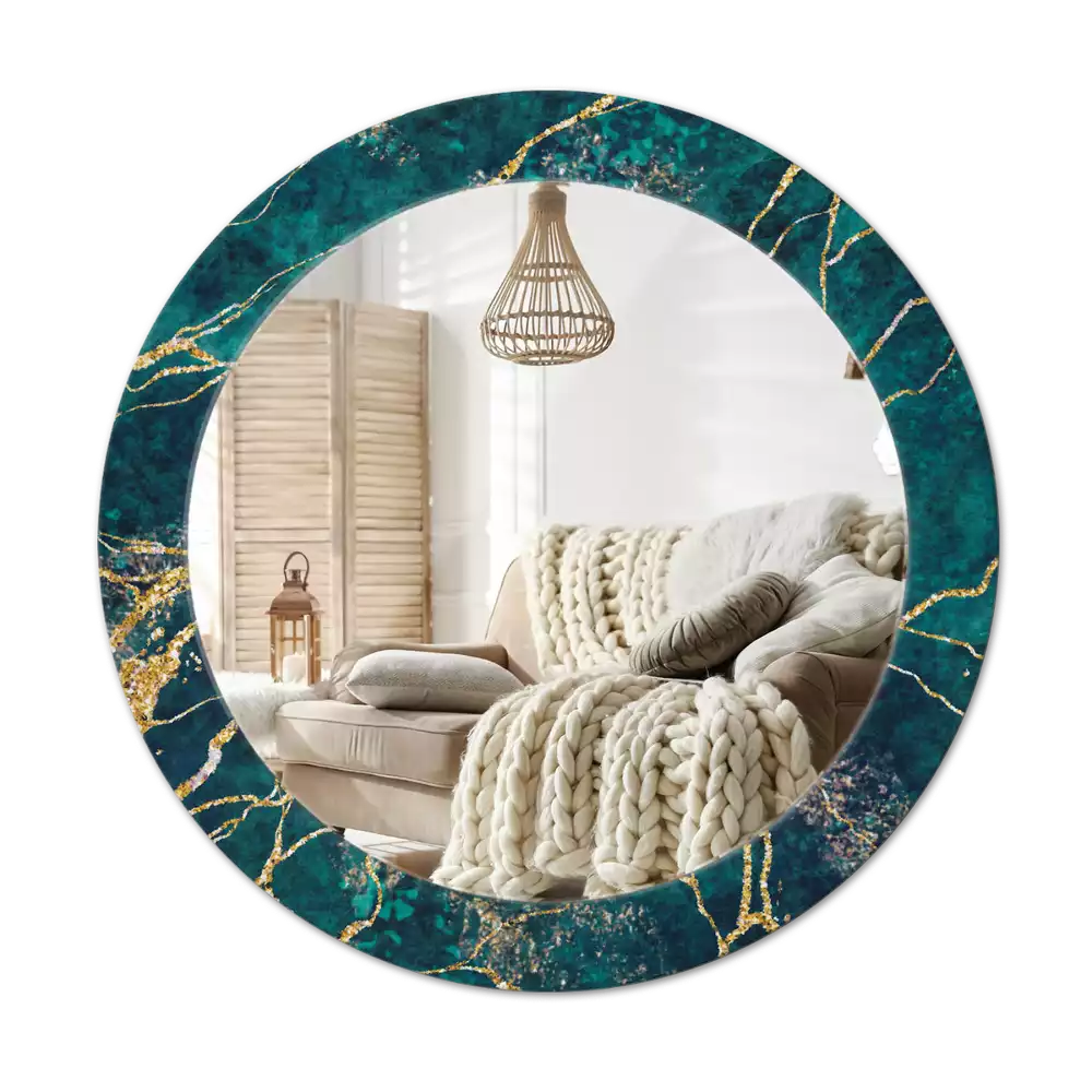 Espelho decorativo redondo Mármore verde