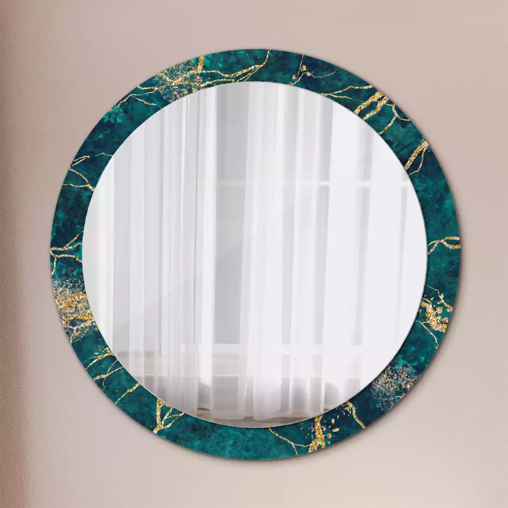 Espelho decorativo redondo Mármore verde
