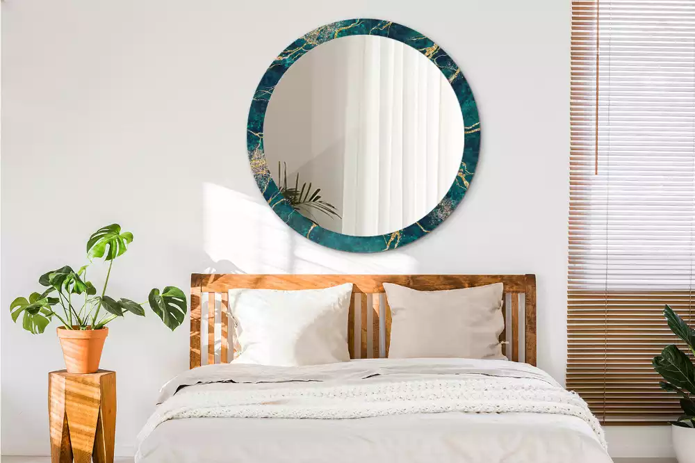 Espelho decorativo redondo Mármore verde