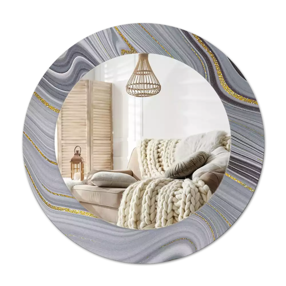 Espelho redondo decorativo Mármore cinza