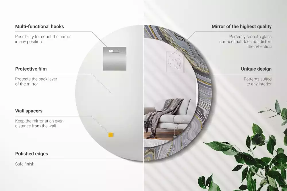 Espelho redondo decorativo Mármore cinza