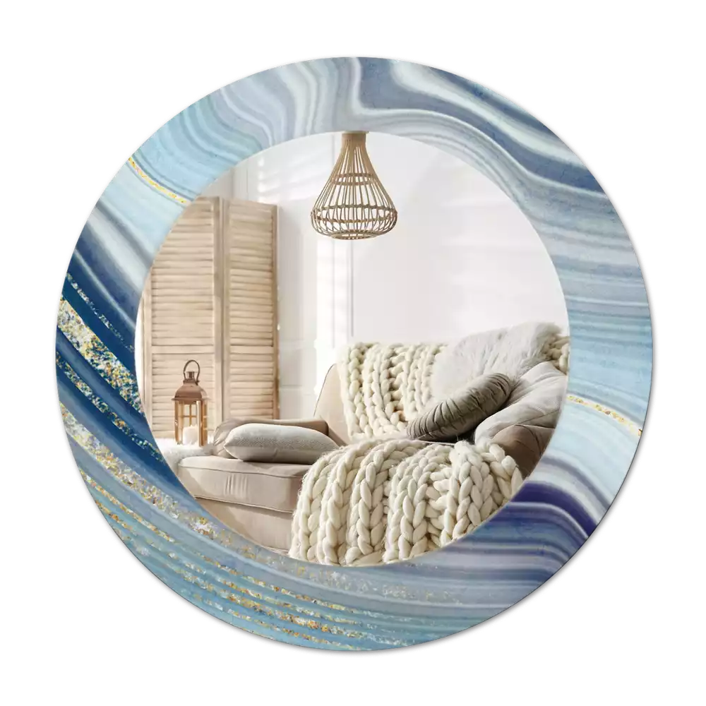 Espelho redondo decorativo Mármore azul