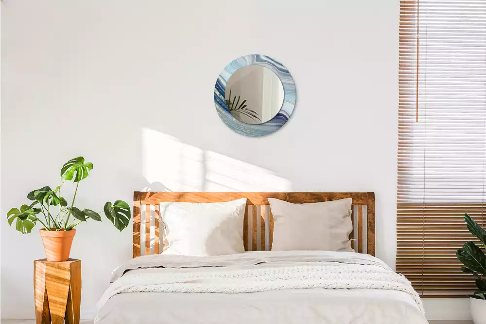 Espelho redondo decorativo Mármore azul