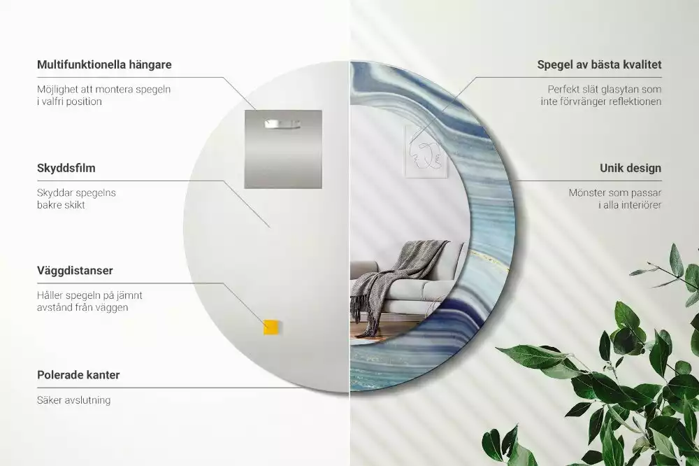 Espelho redondo decorativo Mármore azul