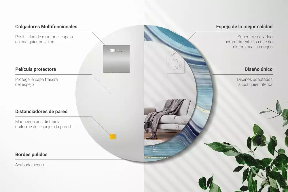 Espelho redondo decorativo Mármore azul