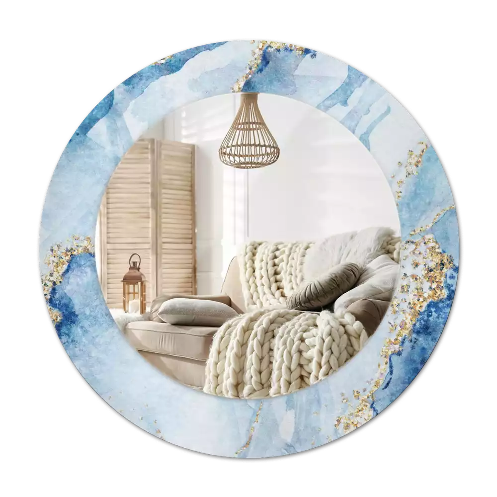 Espelho decorativo redondo Mármore azul