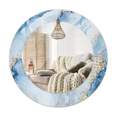 Espelho decorativo redondo Mármore azul