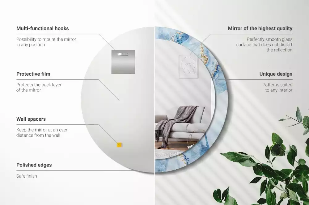 Espelho decorativo redondo Mármore azul