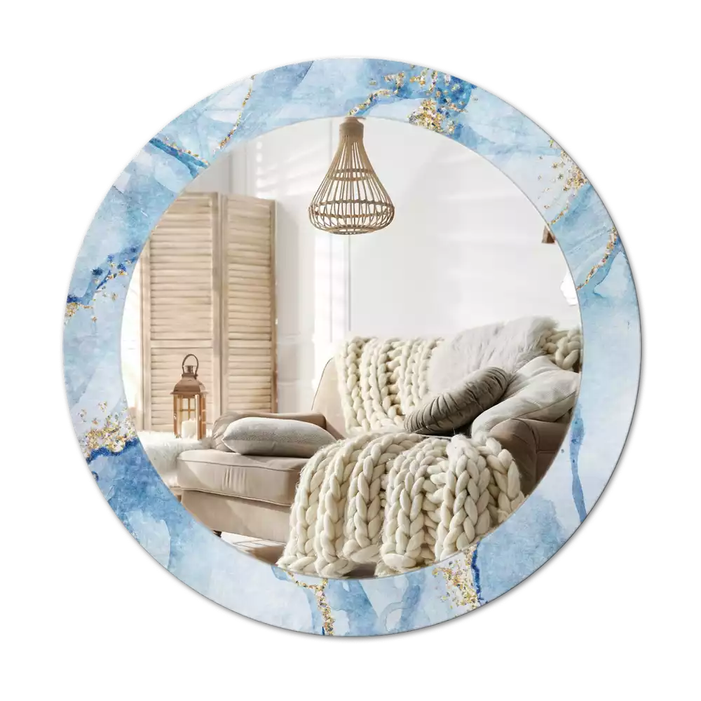 Espelho decorativo redondo Mármore azul